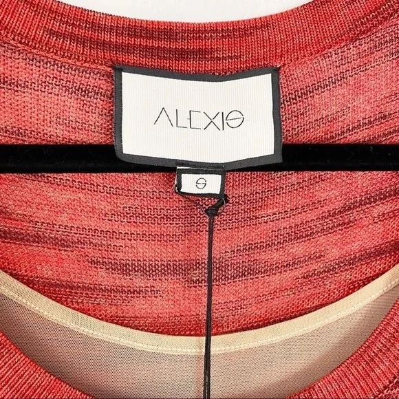 Alexis Katica Knit Midi Dress in Saffron Orange Small Red Scoop Neck Casual - Picture 5 of 6